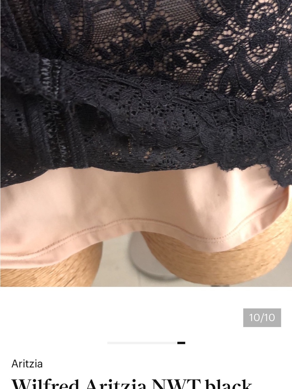 New Wilfred Aritzia Janvry Black Nude Lace Long-Sleeve Mini Dress - Picture 12 of 14